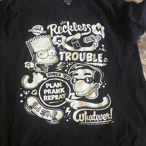 Black Graphic Tee with Cartoon Print